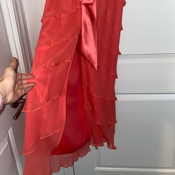 coral chiffon dress - Picture 3 of 3